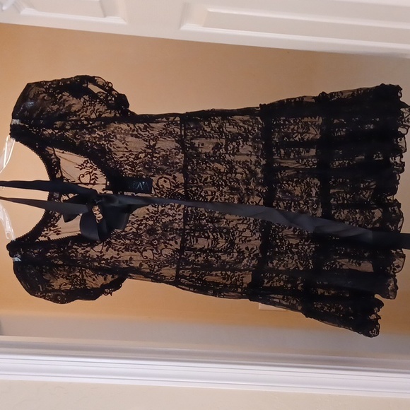 DOLLSKILL WIDOW XXL FORLORN LOVLINESS LACE SHEER TIERED MINI DRESS BLACK - Picture 12 of 15